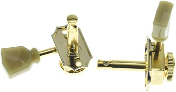 KAISH 3x3 Vintage Style Guitar Locking Tuners Guitar Tuning Keys Pegs Guitar Lock Machine Heads for Les Paul Guitars Gold with Keystone Button