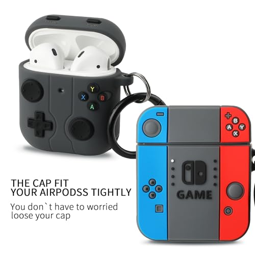 Image of [2Pack] Gedicht for Airpods 2nd Generation Case, Funny 3D Cartoon Game Console Design Silicone Soft Cases for Airpods Case 2nd /1st Gen, with Keychain Kids Women Men for Airpods Case