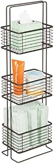 mDesign Bathroom Storage Unit  Free-Standing Shelf Unit with 3 Storage Baskets  Bathroom Organiser for Shower Gel, Soap, Flannels and Towels  Bronze