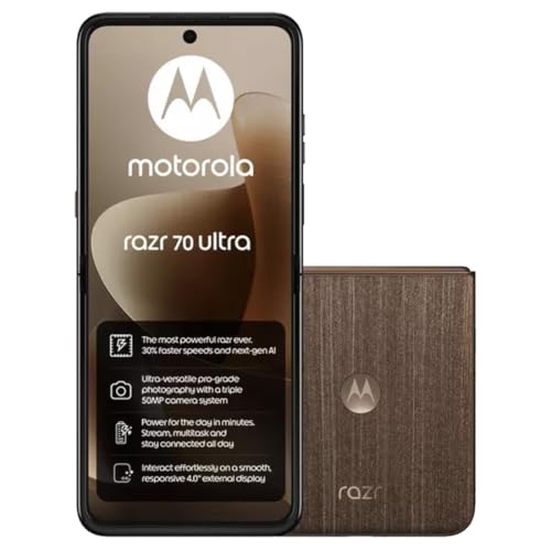 Motorola Razr 70 Ultra avec Moto AI (16/512 Go, 50 + 50 MP, selfie 50 MP, écran externe 4,0" interne 7" Extreme AMOLED 165 Hz, Qualcomm Snapdragon 8 Elite, 5G, Dual SIM, Android 16), Pantone Cocoa