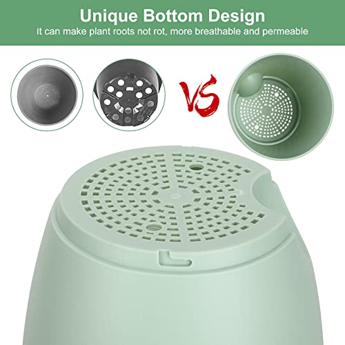 Plastic Plant Pots 3 Pack, Self Watering Plant Pots With Saucers,Drainage Holes And Reservoir, Decorative Modern Bonsai Planter Indoor Flower Pots Garden Pots For All House Plants #TOP3