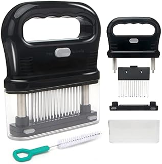 Meat Tenderizer, Stainless Steel 48-Blade Meat Tenderizer Needles for SteakBeefPork Tenderizing with Cleaning BrushUse InstructionRecipe eBook (PDF), Dishwasher-Safe
