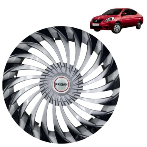 Image of PRIGAN Wheel Cover for Nissan Sunny 15 Inch Silver Black Wheel Cap (Available in 15 Inch) (Set of 4 Pcs) (Press Fitting) Model- Swing DC-15