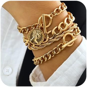 Boho stackable bracelets set for women in goldsilver