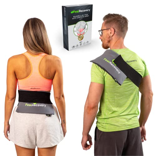 Poche de Glace en Gel pour Dos (28x17 cm) - Compresse Chaud Froid Réutilisable - Soulager por Mal de Dos: Sciatique, Lumbagos, Arthrose - Sac Gel Glace avec Sangles Élastiques Cover