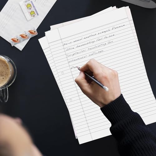 Image of Ruled Sheets A4 Size 90 GSM White Both Side Rule for Assignment, Project Work, Exam - 80 Sheets Loose Paper Bundle with Border, Punched, Grey Colour Rule and Margin - Acer Edition