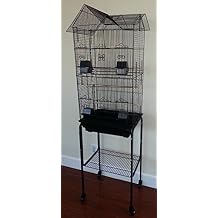 Large Pagoda Bird Parrot House Canary Parakeet Cockatiel Lovebird Finch Bird Home Cage Side Nesting Box Doors with Removable Rolling Stand