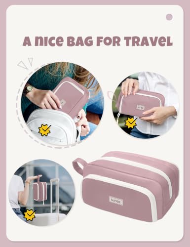 Image of SUNEE Cute Pencil Case, Aesthetic Pen Pouch with 3 Compartments, Kawaii Colored Large Pencil Bag with Zipper, Stationery Storage and Organizer, Purple School Supplies for Teen and Adult Girls