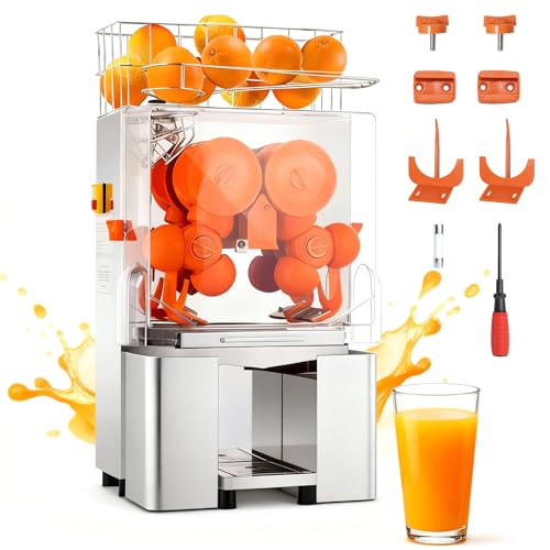 CMICE Commercial Orange Juice Machine, Commercial Juicer Machine with Pull-Out Filter Box Orange Juicer 22-30 Oranges Per Minute, 110V, 120W Orange Squeezer with Acrylic Cover (E2x)
