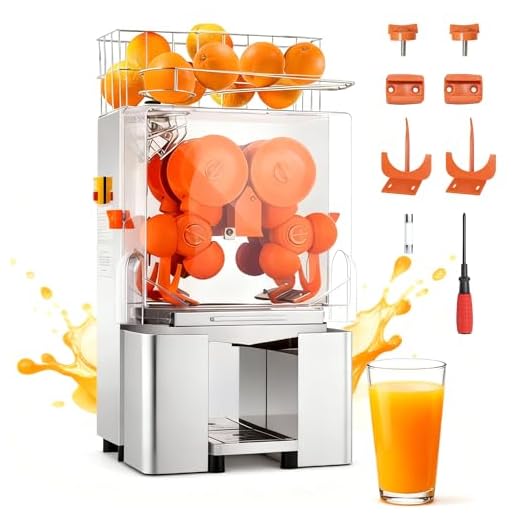 CMICE Commercial Orange Juice Machine, Commercial Juicer Machine with Pull-Out Filter Box Orange Juicer 22-30 Oranges Per Minute, 110V, 120W Orange Squeezer with Acrylic Cover (E2x)