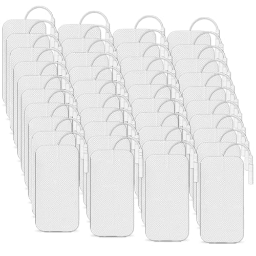 TENS Electrodos Almohadillas 40 unidades (6 x 9 cm) – Electrodos adhesivos reutilizables para dispositivos TENS y EMS Trainer – Estimulación muscular y alivio del dolor – Conector de enchufe de 2 mm