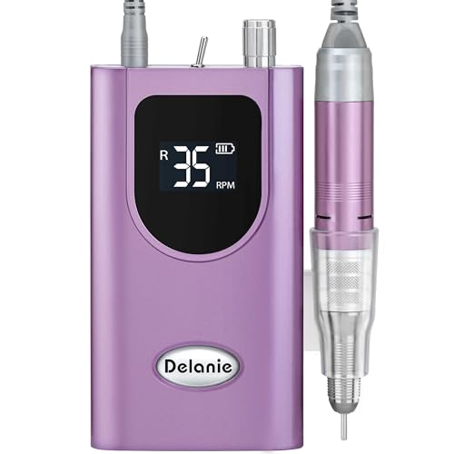 Image of Delanie Professional Portable Electric Nail Drill Machine, 35000 RPM Rechargeable Cordless Nail Filer Electric Nail File for Dip Powder Acrylic Gel Nail, Salon Nail Tool, Violet