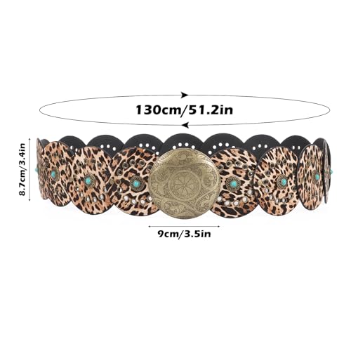 Hollow Disc Belt Western Style Exaggerated Cowboy Wide Disc Belt Metal Buckle2