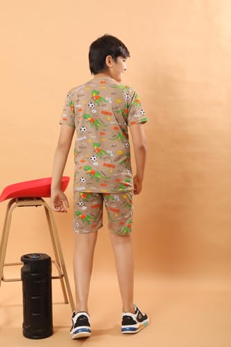 Image of Boys Halfsleeves Cotton Solid /Printed T-Shirt & Shorts Summer Co-ord Set /Clothing Set /Casual wear