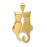 14k Yellow Gold Cats Pendant Charm Necklace Animal Cat Big Domestic Fine Jewelry For Women Gifts For Her