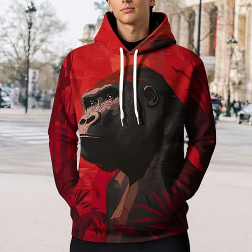 LOAIHA Mens Graphic Hoodie Pullover Sweatshirt Cotton Blend Long Sleeve Streetwear Top With Artistic Print Design2