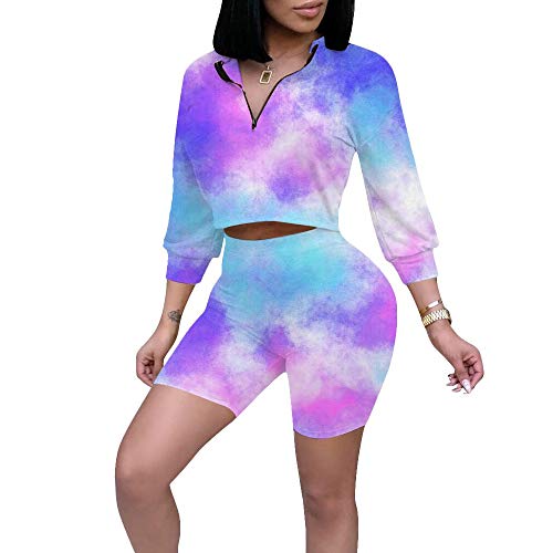 2 Pieces Rainbow Sportwear Set For Women Short Sleeve Crop Tops+Color Stripe Skinny Pants Tracksuit Set Rainbow L
