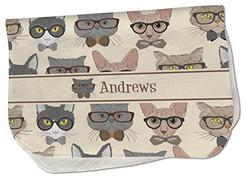 Baby Milano Personalized Fleece Hipster Cats Burp Cloth