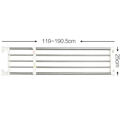 Baoyouni Adjustable Closet Tension Shelf Rod Expandable Clothes Hanging Rail Pole Dividers Wardrobe Space Saving Storage Organizer Ivory, 46.85-75 Inches #TOP6