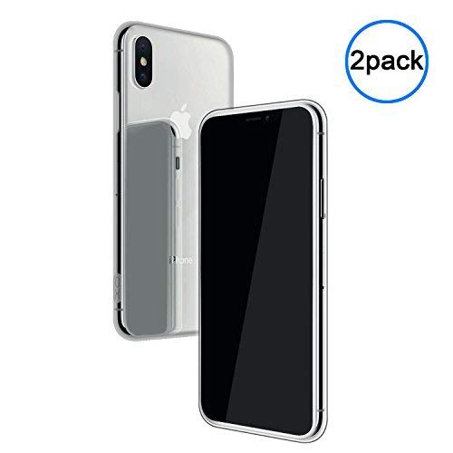 iPhone X Case,Chiyanhu Clear Soft TPU Transparent Shockproof Cover for Apple IphoneX(Sustain Wireless Charging)-2 Packs