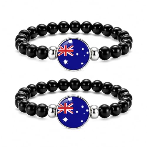 Bracelet drapeau Australie en perles élastiques pour supporter