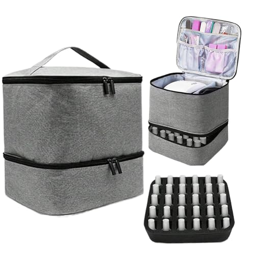 Organizzatore per smalti per unghie, capacità, doppio strato, custodia per smalto, con maniglia e cerniera, borsa per trucco impermeabile, per donne, forniture da viaggio.
