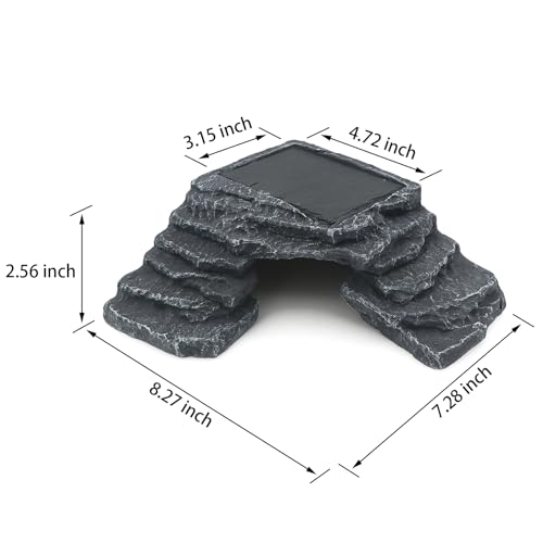 Image of AQUA KT Reptile Basking Platform with Climbing Ramp Ledge Turtle Dock Resting Rock for Bearded Dragon Leopard Crested Gecko Lizard Hide Cave Amphibian Decoration