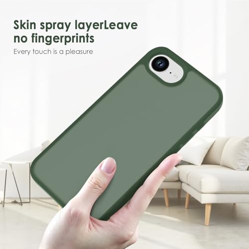 Image of TENOC Phone Case Compatible with iPhone SE (2nd 2020 and 3rd 2022 Generation) & iPhone 7 & iPhone 8, Forest Green Case Translucent Protective Bumper Matte Hard Back Cover for 4.7 Inch