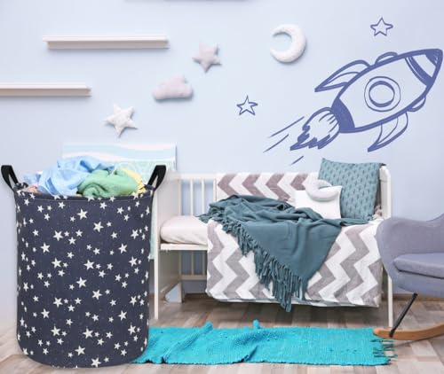 Image of Star Laundry Hamper,Kids Laundry Basket CollapsibleBoys and Girls Storage Baskets for Home Decor,Office,Toy Organizer,(Blue Star)
