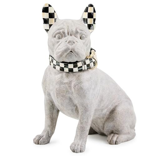 Image of MACKENZIE-CHILDS French Bulldog Figurine, Black-and-White Courtly Check