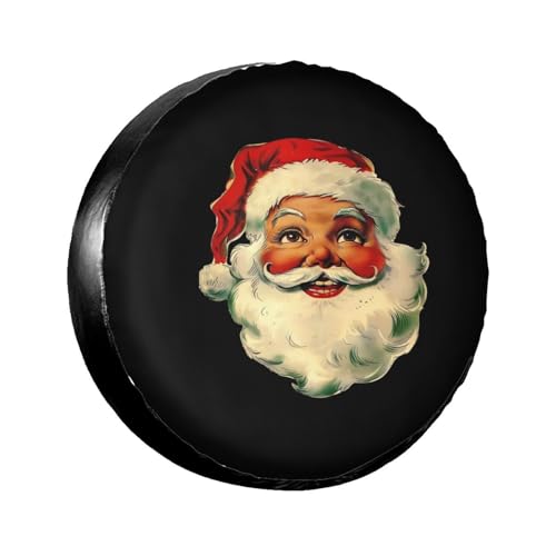 Image of Happy Santa Spare Tire Cover for Rv Trailer Camper- Cute Xmas Winter Waterproof Wheel Protectors Cover Universal Fit for Truck SUV Travel New Year Outdoor-15 inch