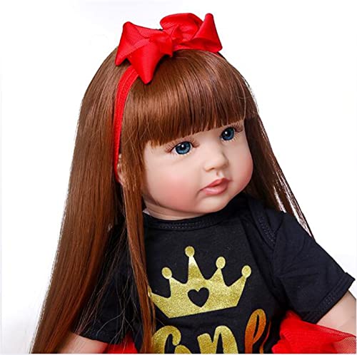 HOMONEY 24 Zoll Reborn Puppe, 60CM Lebensechte Reborn Kleinkind Mädchen Puppen, Realistische Reborn Neugeborenes Baby Reborn Puppen Langes Haar – Bild 4
