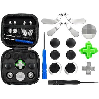 eXtremeRate Metal Magnetic 18 in 1 D-pads Thumbsticks Joysticks Paddles Hair Trigger Locks T8H Cross Screwdriver Repair Replacement Parts with Case for Xbox One Xbox One Elite Xbox One S X Controller