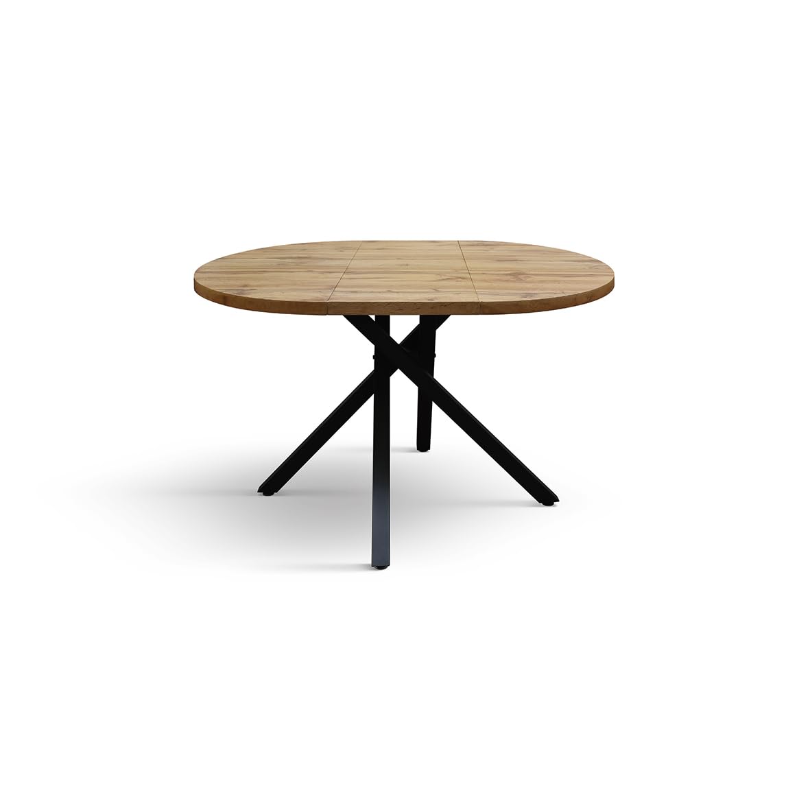 PAZZO DESIGN Tavolo rotondo allungabile Nada, tavolo da soggiorno, tavolo da cucina, gambe incrociate nere made in Italy, rovere rustico, 100x75 cm - id_2220