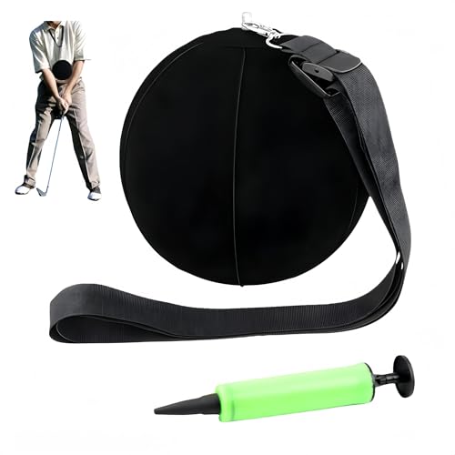 Ai-OUMLEEF - Golf Training Aid, Ai-OUMLEEF Golf Smart Ball Swing Training Aid Inflatable, Golf Swing Ball Trainer with Pump and Lanyard for Assist Posture Correction Training for Golf Beginner Practice (Black)