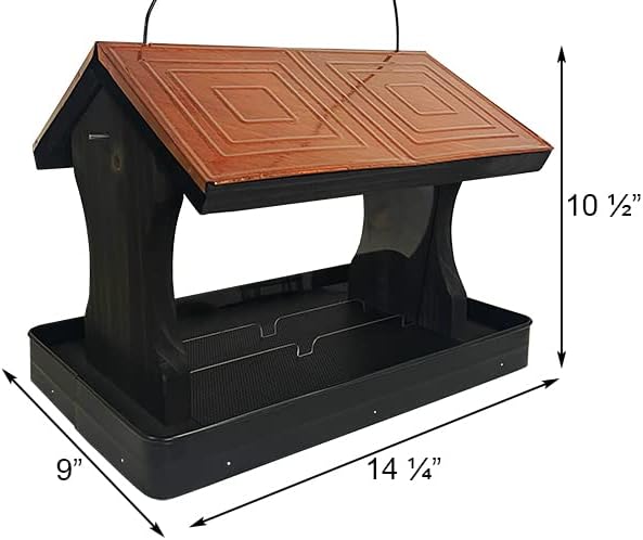 Panacea Woodlink Vintage Tin Panel Roof Hopper Feeder, Black and Copper, 10.5''H