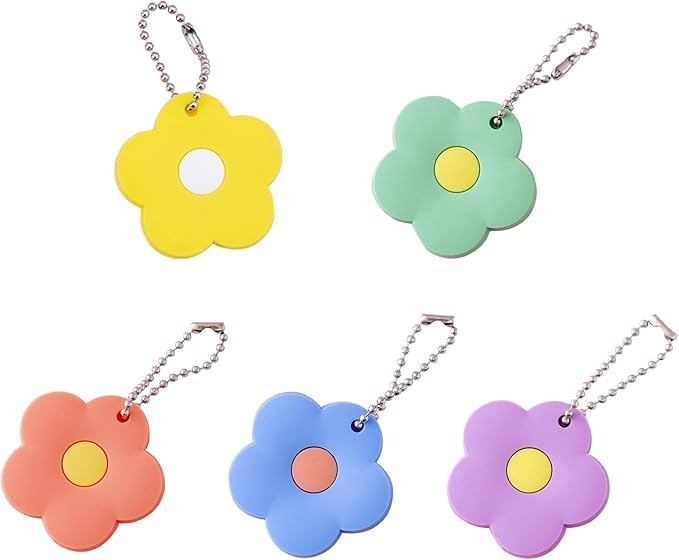 ProsperLink 5Pcs Cute Silicone Key Cap Tags Identifier Multiple Protector Durable Keys Tags Luggage Home Flower Rubber Key Covers Cap for Home Apartment Key Accessories (4CM)