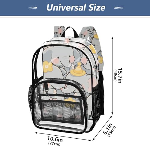 Cute Cartoon Elephant Grey Clear Backpack School Clear Bookbag For Teen Girls See Through Transparent PVC Backpack4