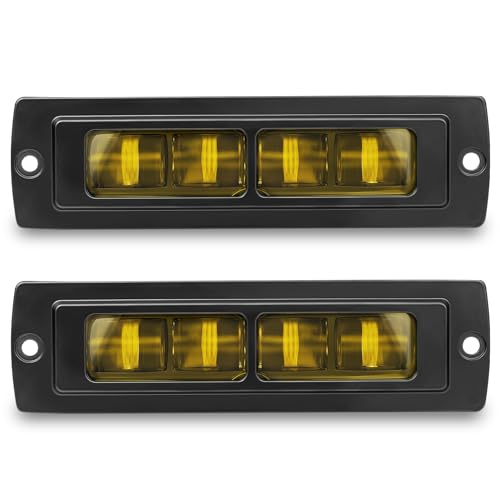 DERI 7 Inch Flush Mount LED Pods, 2PCS Yellow Amber 4000K Flush Mount Bumper Fog...