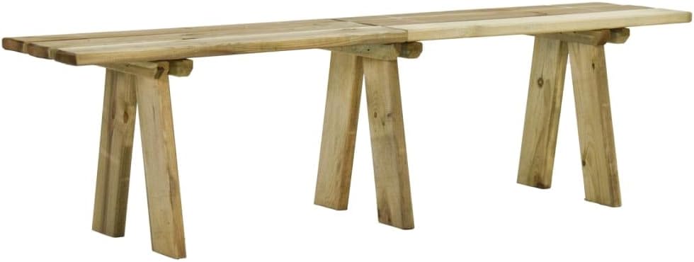 vidaXL Banco de Jardín Asiento Silla Butaca Mobiliario Muebles Tumbona Terraza Patio Balcón Exterior Decoración Madera Maciza de Pino Impregnada 160cm