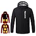 LGESR Veste Chauffante pour Hommes et Femmes, Manteau à Capuche Chauffant Électrique USB avec 8 Zones de Chauffage et 3 Niveaux de Chauffage Réglables (Color : Noir, Size : XL)