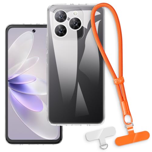 OAGELIM 2-in-1�ی�P�[�X�ƃ��X�g�X�g���b�v Cubot Note 60 �Ƃ̌݊������� ���O���\�ȃ��j���[�h�t���d�b�J�o�[�A����~�ߕ����h�~�O���b�v�n���h�� (�N���A + �I�����W)