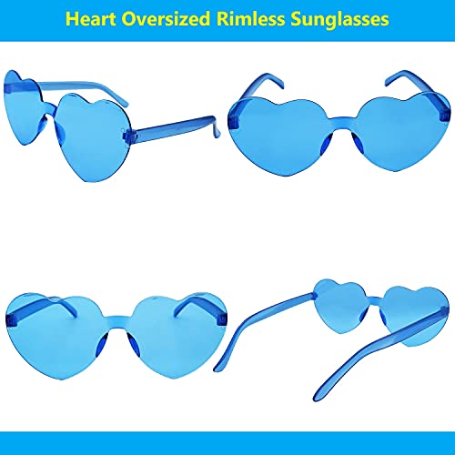 24 Pairs Heart Glasses Candy Rimless Sunglasses Trendy Eyewear Heart Sunglasses Bulk for Party Favors4