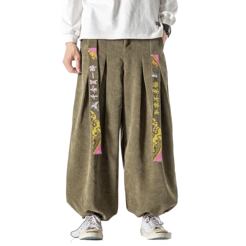 Men Loose Harajuku Sports Trousers Hip Hop Jogging Pants Corduroy Casual Harem Pants