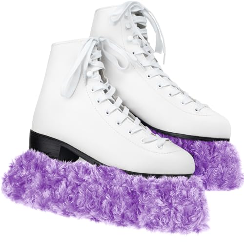 Gemscream Ice Skate Guards Fuzzy Hockey Soakers for Figure Skates Guards for Girls Boys Youth Women Men Adult(S Size,Purple)