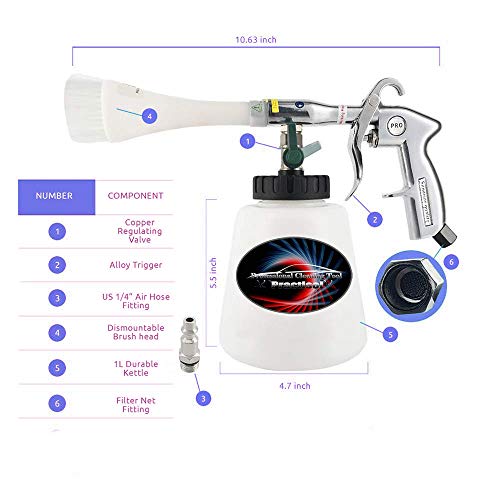 Practisol Car Interior Cleaner, Pro High Pressure Car Cleaning Gun With 1L Foam Bottle And Brush Head For Vehicle Exterior Glass & Internal Accessories #TOP6