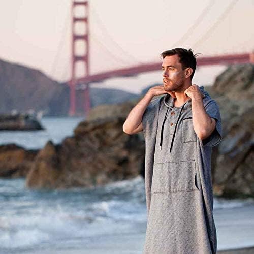 Open Road Goods Surf Poncho - 100 Cotton Adult Hooded Changing Towel | Grey Black Turkish Robe | Surf Change Poncho, Surfers Robe, Wetsuit Changing Robe | Men & Womens Swim Parka - Image 2