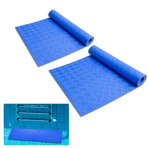 Golgner 2 Stück 90x30CM Schwimmbadleitermatte, Schutzmatte Für Poolleiter, Anti Rutsch Leitermatte, Poolunterlage Mit Rutschfester Textur, für Schwimmbadfolie, Treppenschutz