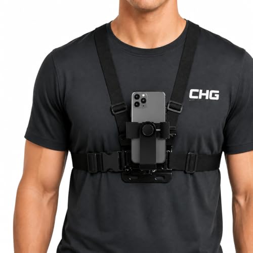Image of CHG Chest Phone Mount Body Harness Mobile Holder POV Recording Strap Bike Riding Chest Mount vlog Shooting Holder Adjustable Smartphone Harness Action Camera