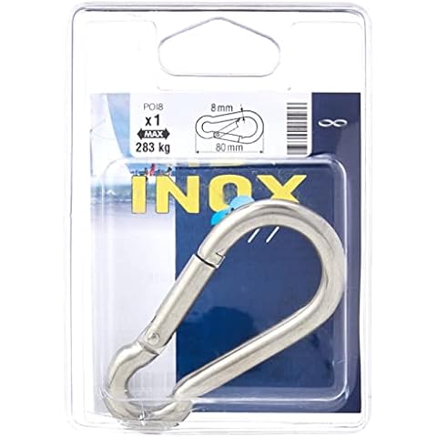 Chapuis POI8 Mosquetón de bombero - Acero inoxidable - 283 kg - Diámetro 8 mm - Largo 80 mm Cover